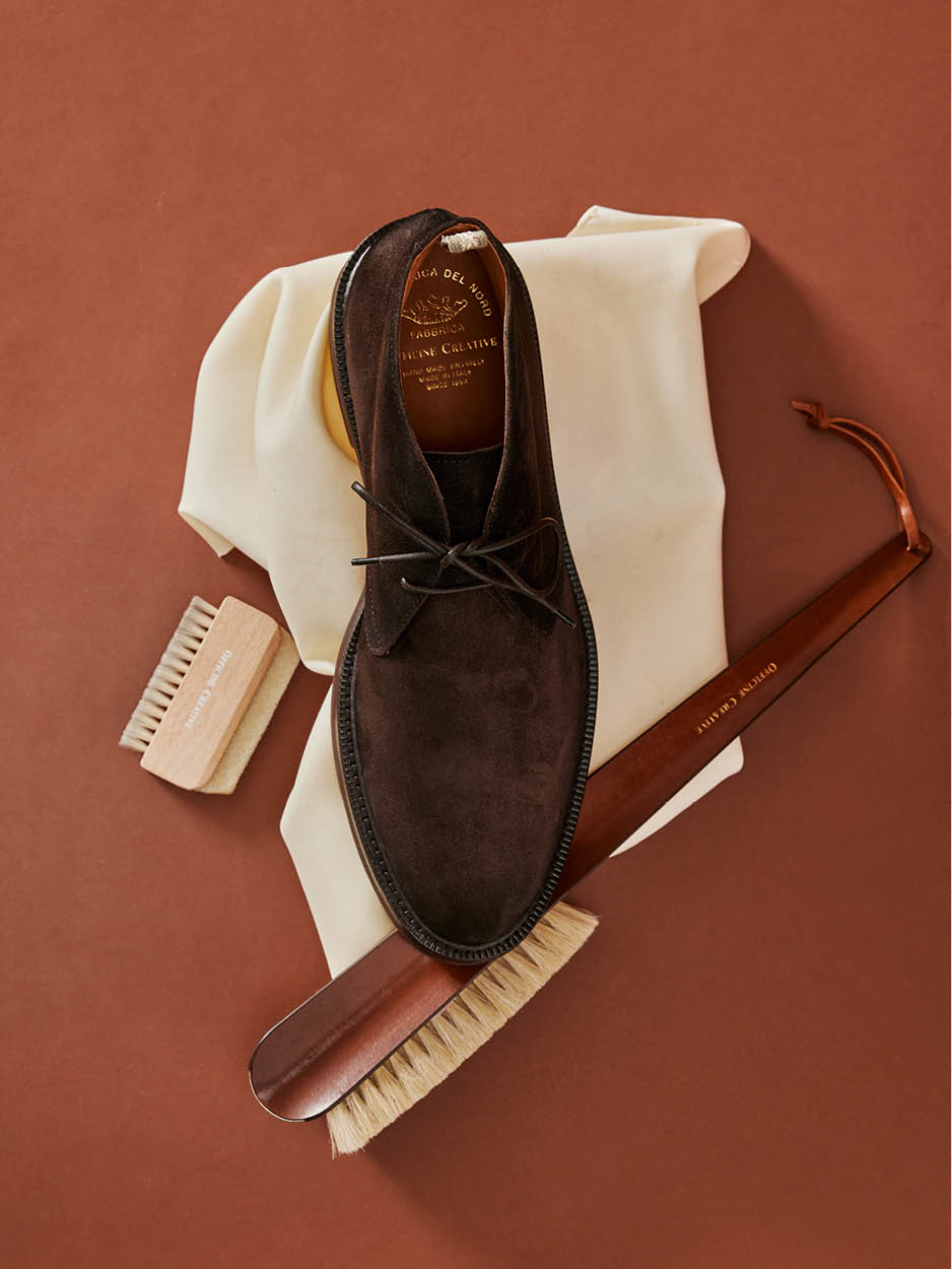 Officine Creative - Suede derby shoes with shoe care kit