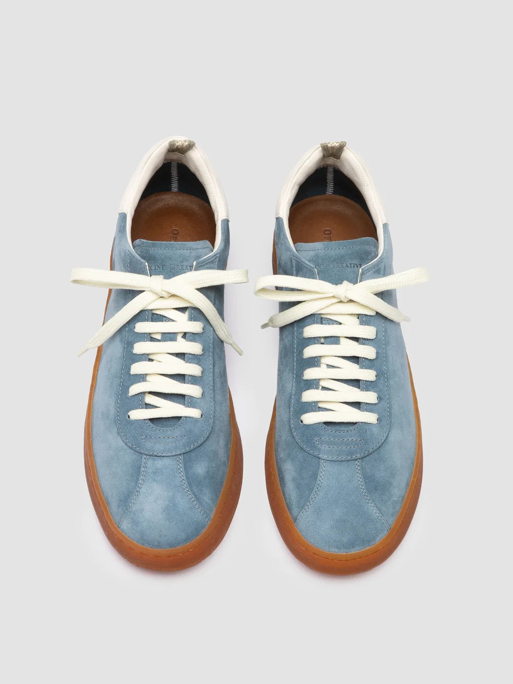 GINNASIO 001 - Blue Leather and Suede Sneakers - image 2,side view