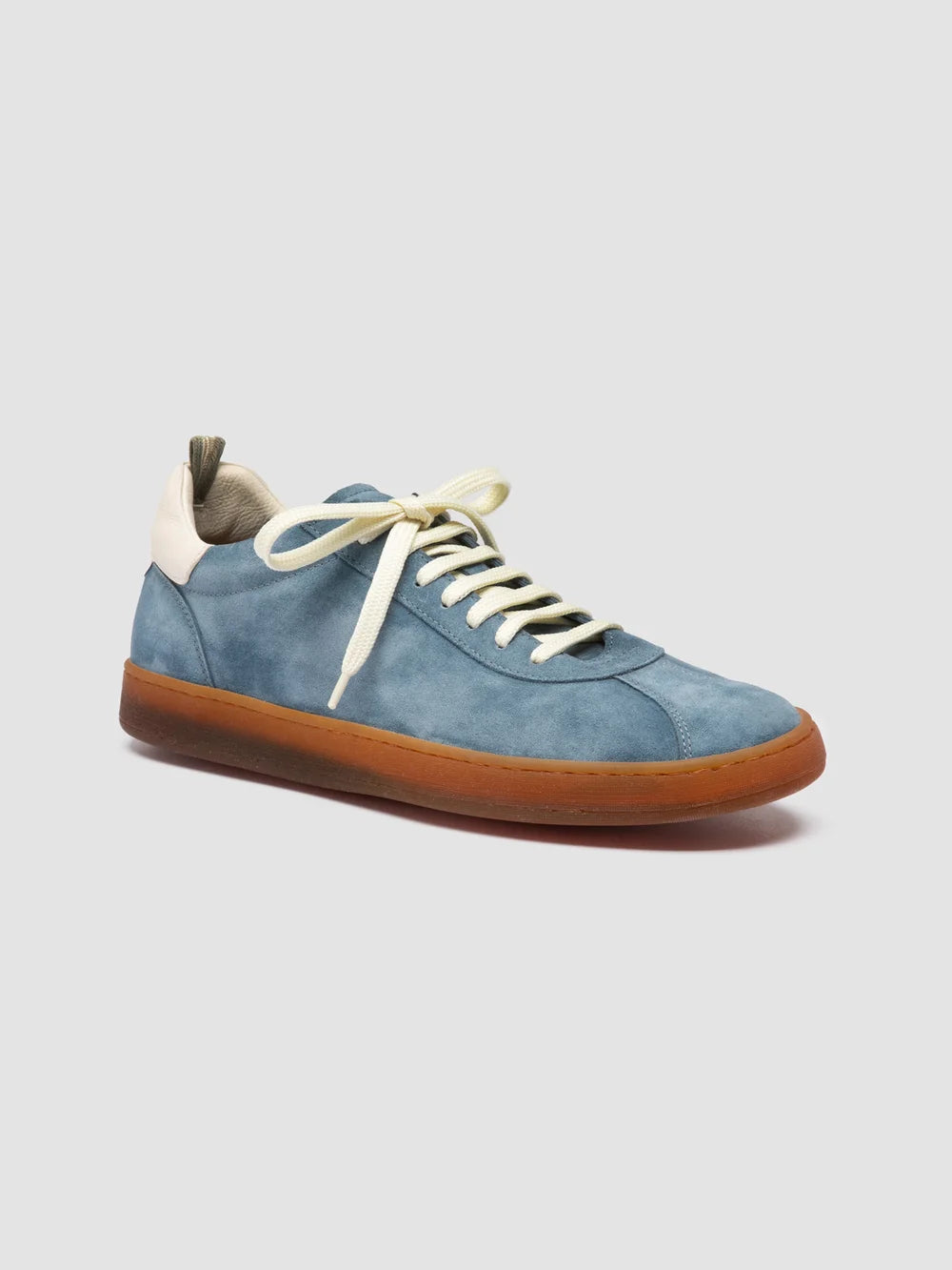 GINNASIO 001 - Blue Leather and Suede Sneakers - image 3,side view