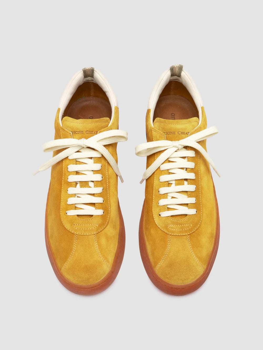GINNASIO 001 - Yellow Leather and Suede Sneakers - image 2,side view