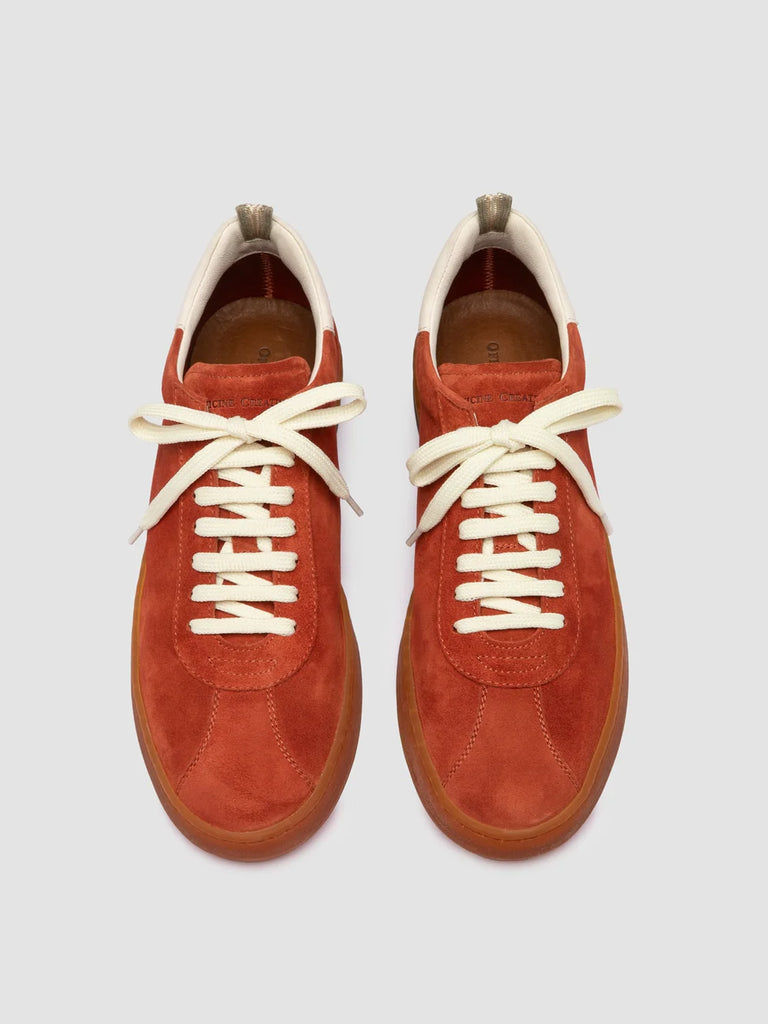 GINNASIO 001 - Red Leather and Suede Sneakers