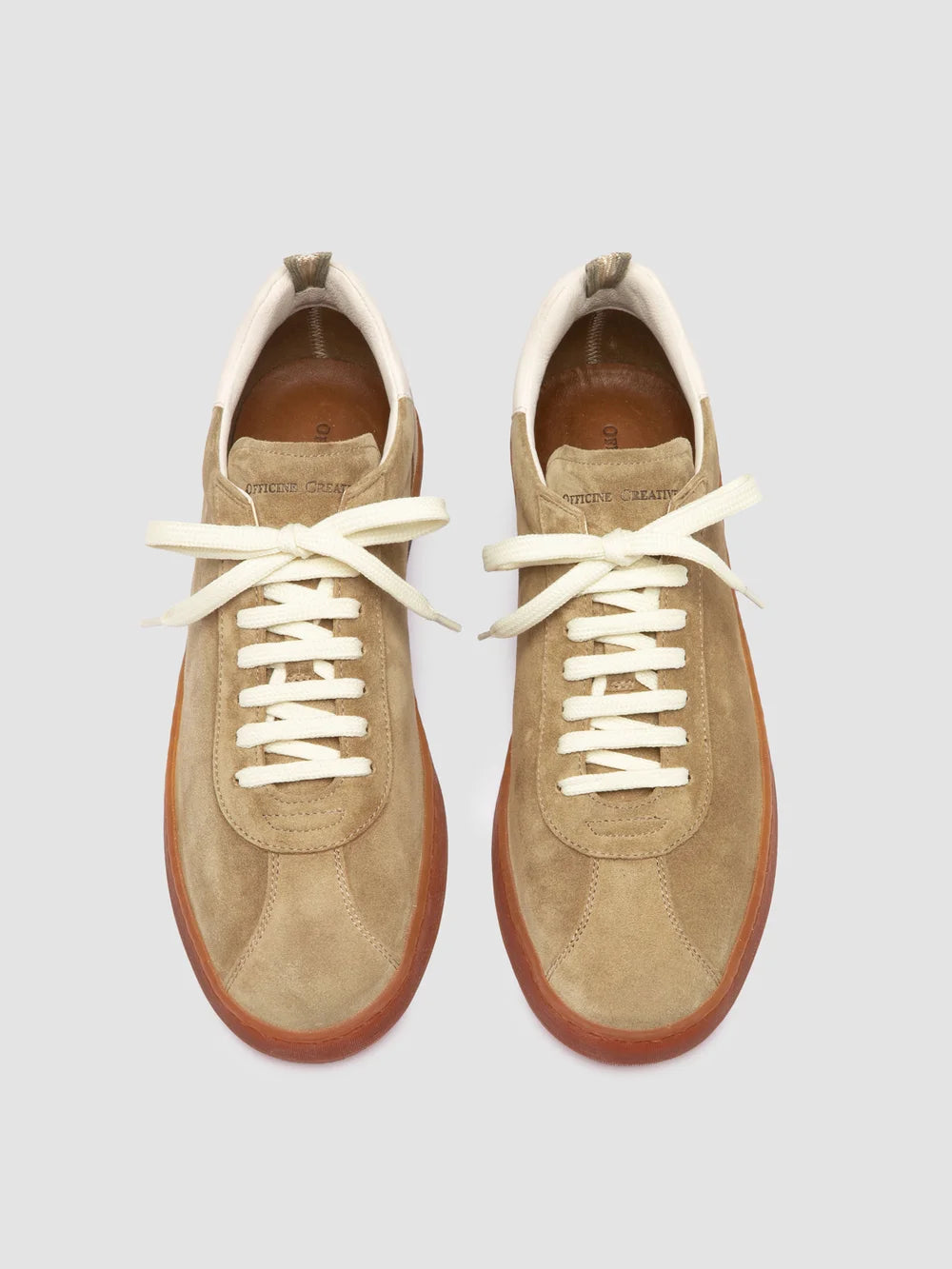 GINNASIO 001 - Light Brown Leather and Suede Sneakers - image 2,side view
