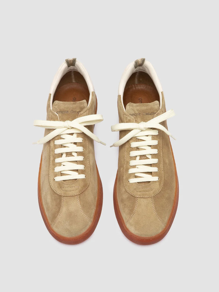 GINNASIO 001 - Light Brown Leather and Suede Sneakers