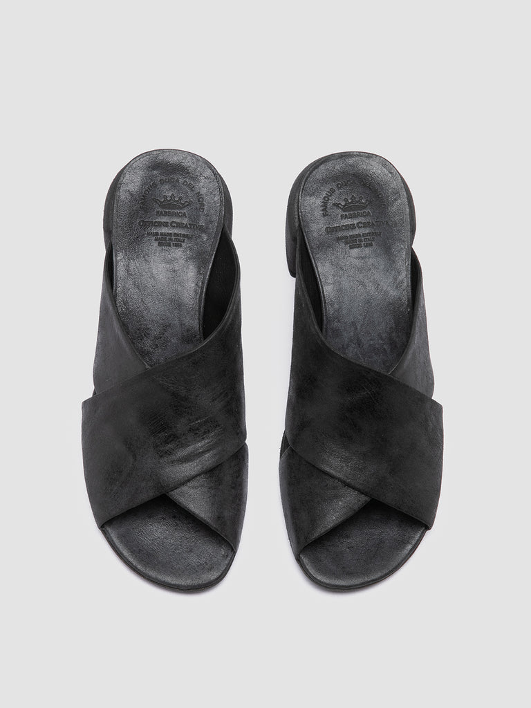 HADRY 007 Nero - Black Leather Slide Sandals