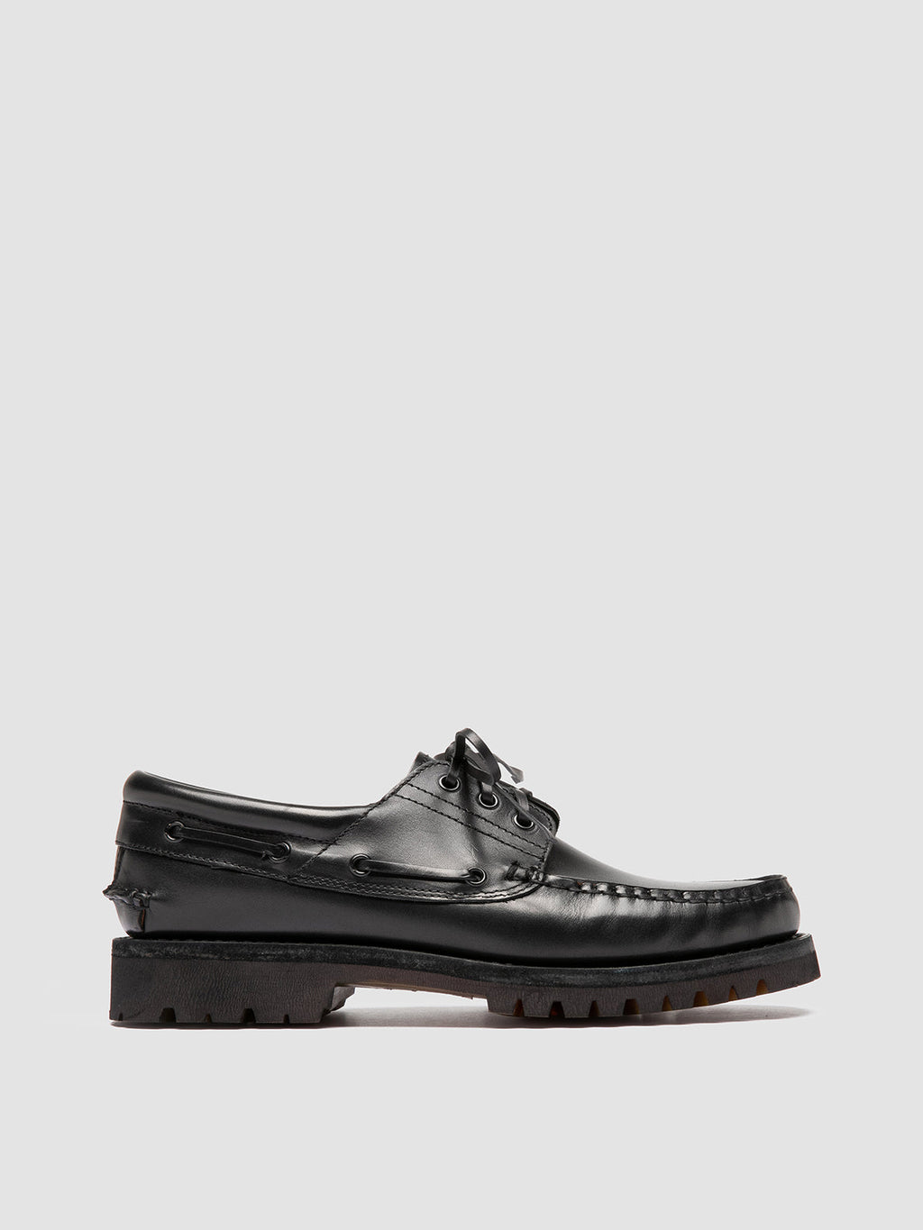 HERITAGE FLEXI 001 - Black Leather Boat Shoes - 0