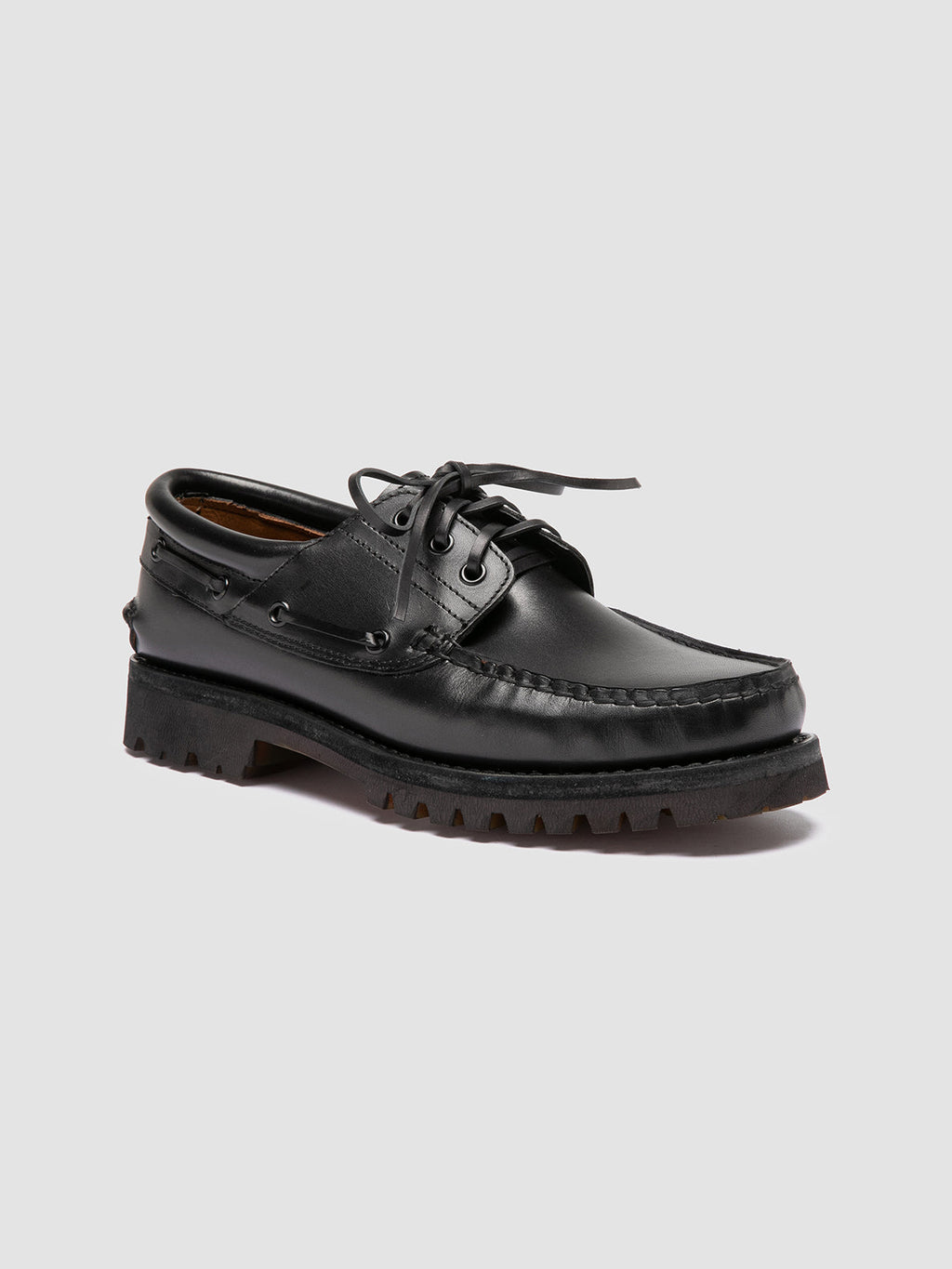 HERITAGE FLEXI 001 - Black Leather Boat Shoes - 2