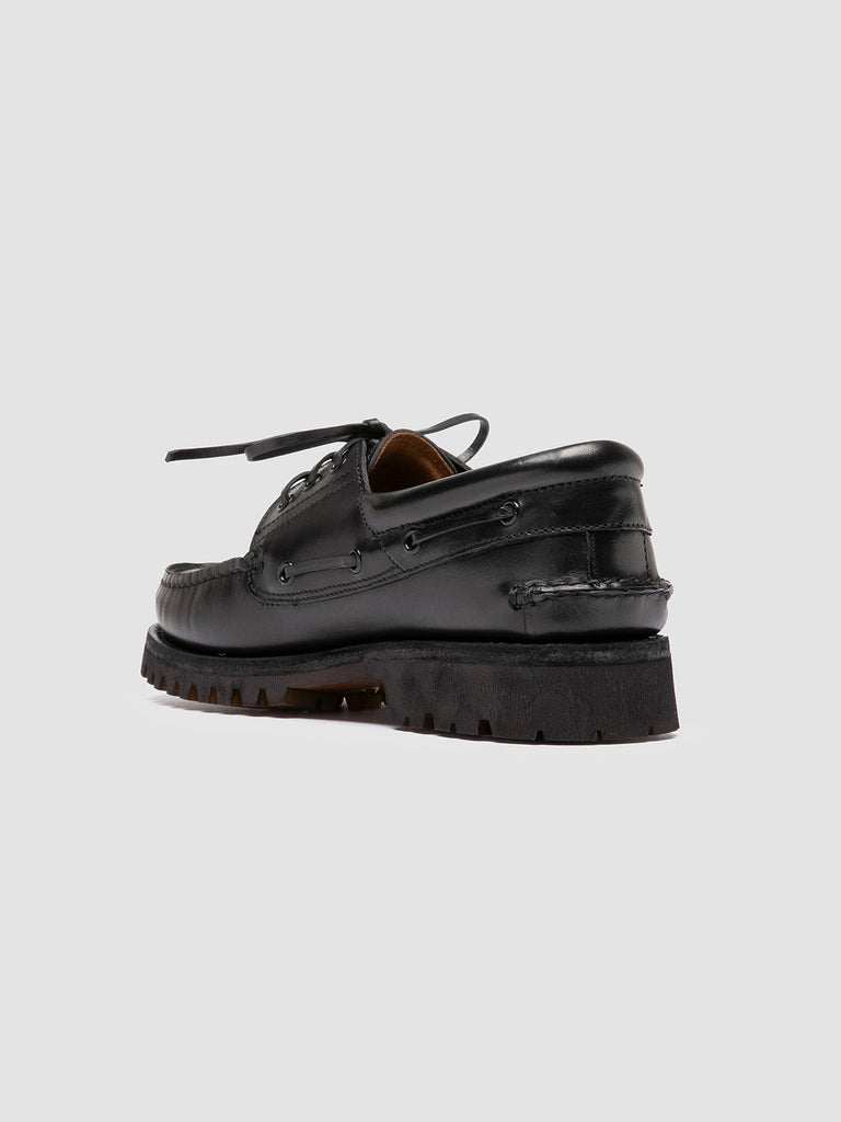 HERITAGE FLEXI 001 - Black Leather Boat Shoes