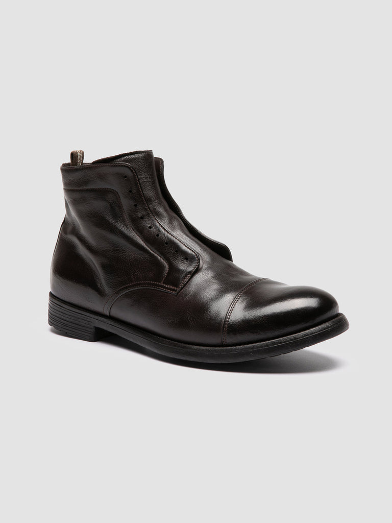 HIVE 005 - Dark Brown Leather Zipped Boots