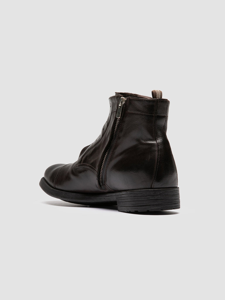 HIVE 005 - Dark Brown Leather Zipped Boots