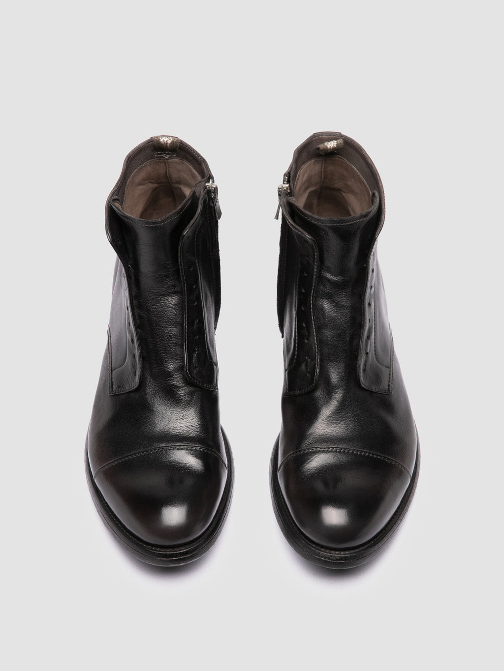 HIVE 005 - Dark Grey Leather Zipped Boots - 1