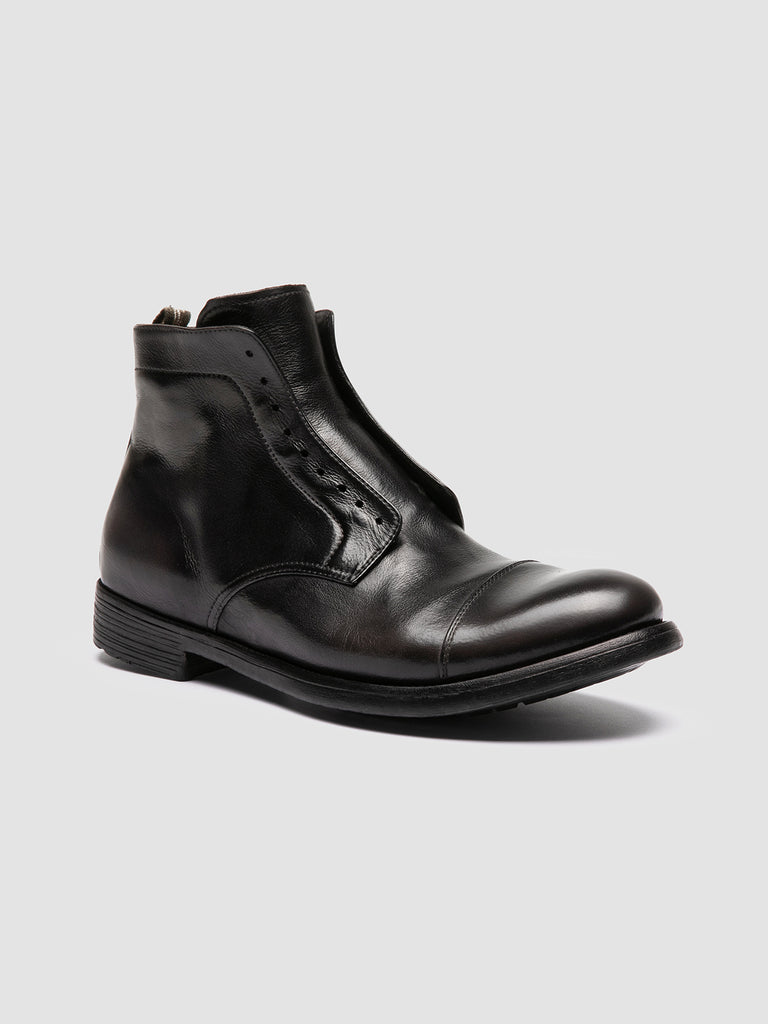 HIVE 005 - Dark Grey Leather Zipped Boots