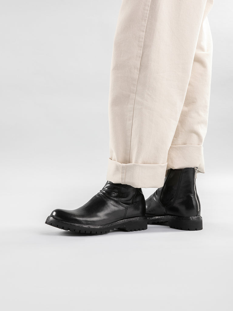 IKONIC 005 Novac Nero - Black Leather Zip Boots Men Officine Creative - 7