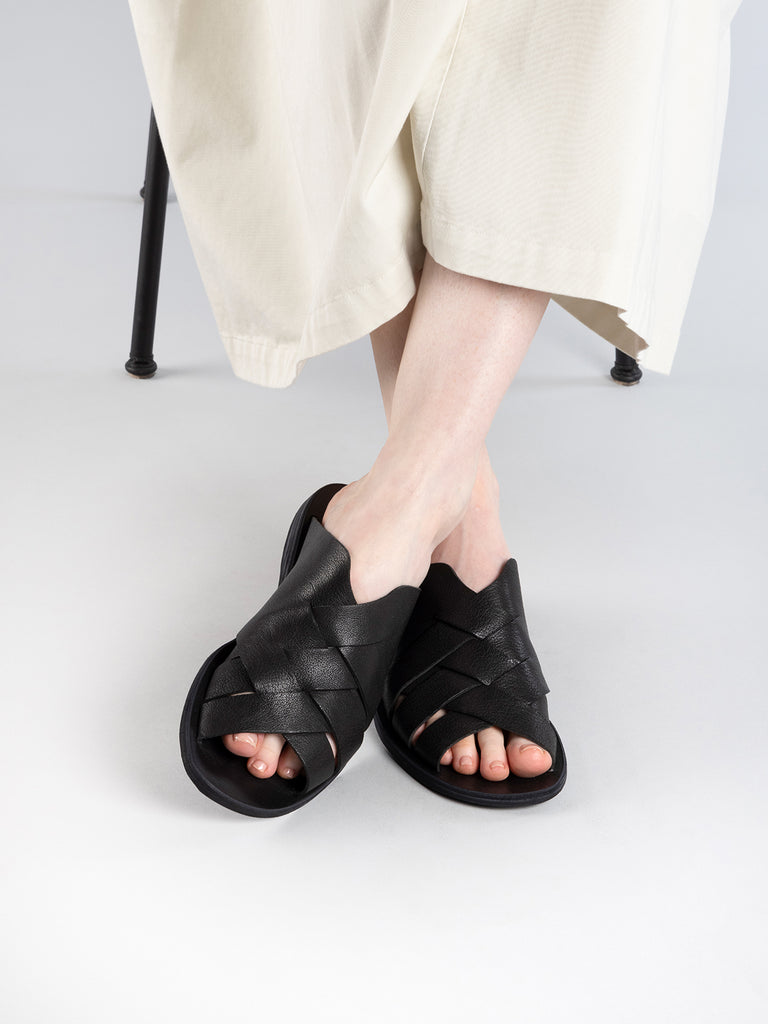 ITACA 049 Nero - Black Leather Slide Sandals Women Officine Creative - 6