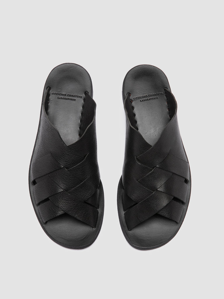 ITACA 049 Nero - Black Leather Slide Sandals Women Officine Creative - 2