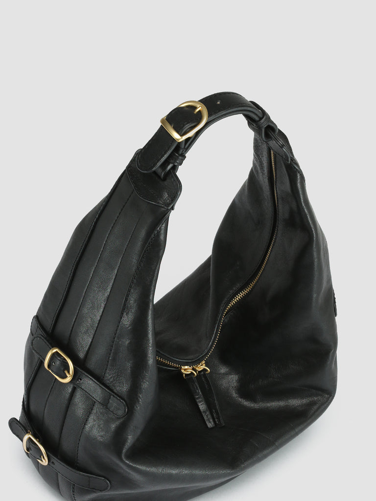 JULIE 001 Nero - Black Leather Shoulder Bag