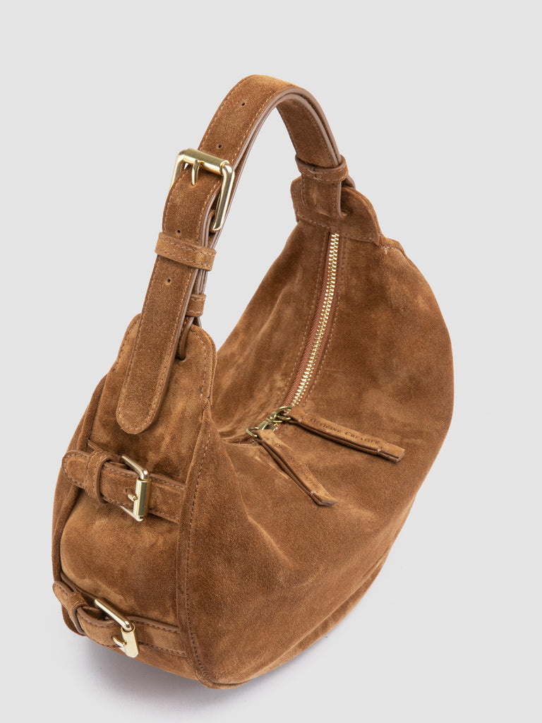 JULIE 016 - Light Brown Suede Shoulder Bag-hover