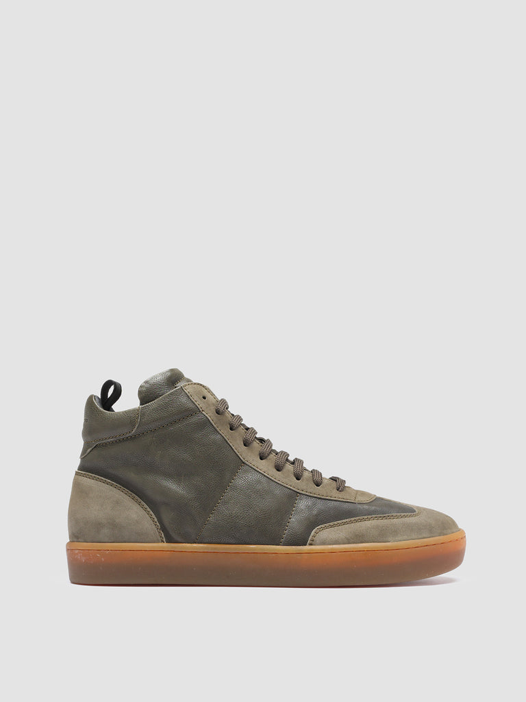 KOMBINED 002 Military/Olive - Green Leather Sneakers Latex Sole