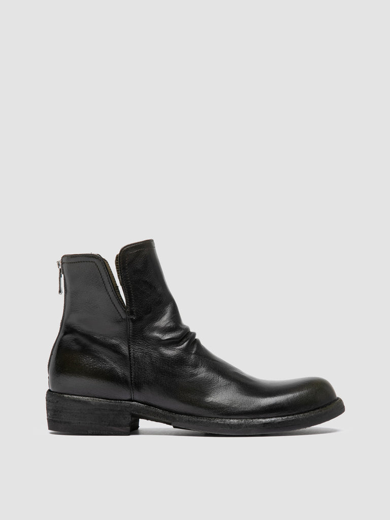 LEGRAND 169 - Dark Green Leather Zipped Boots