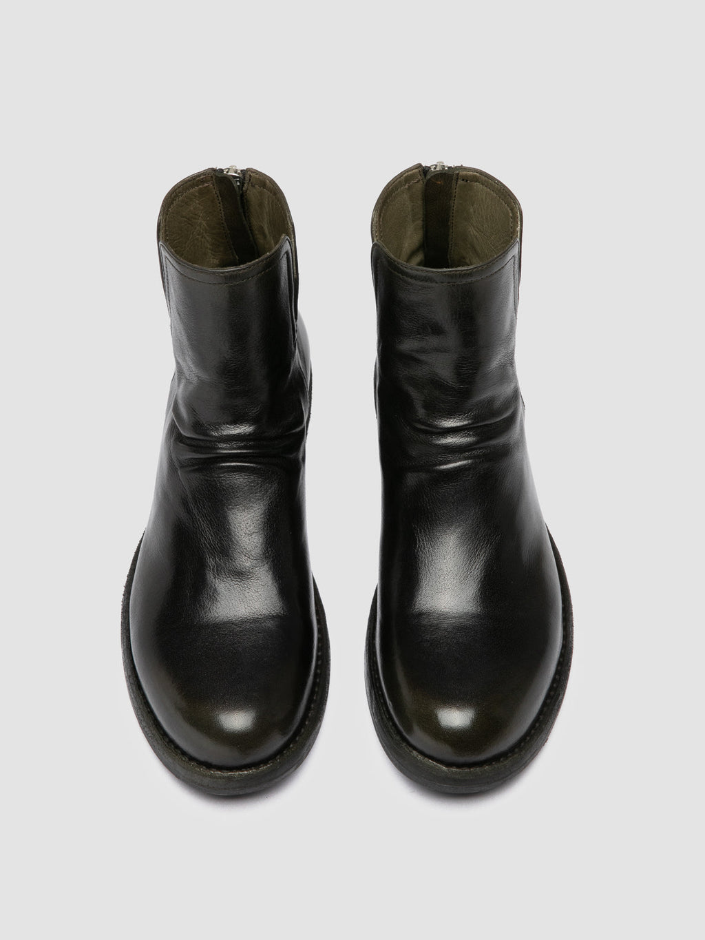 LEGRAND 169 - Dark Green Leather Zipped Boots - 1