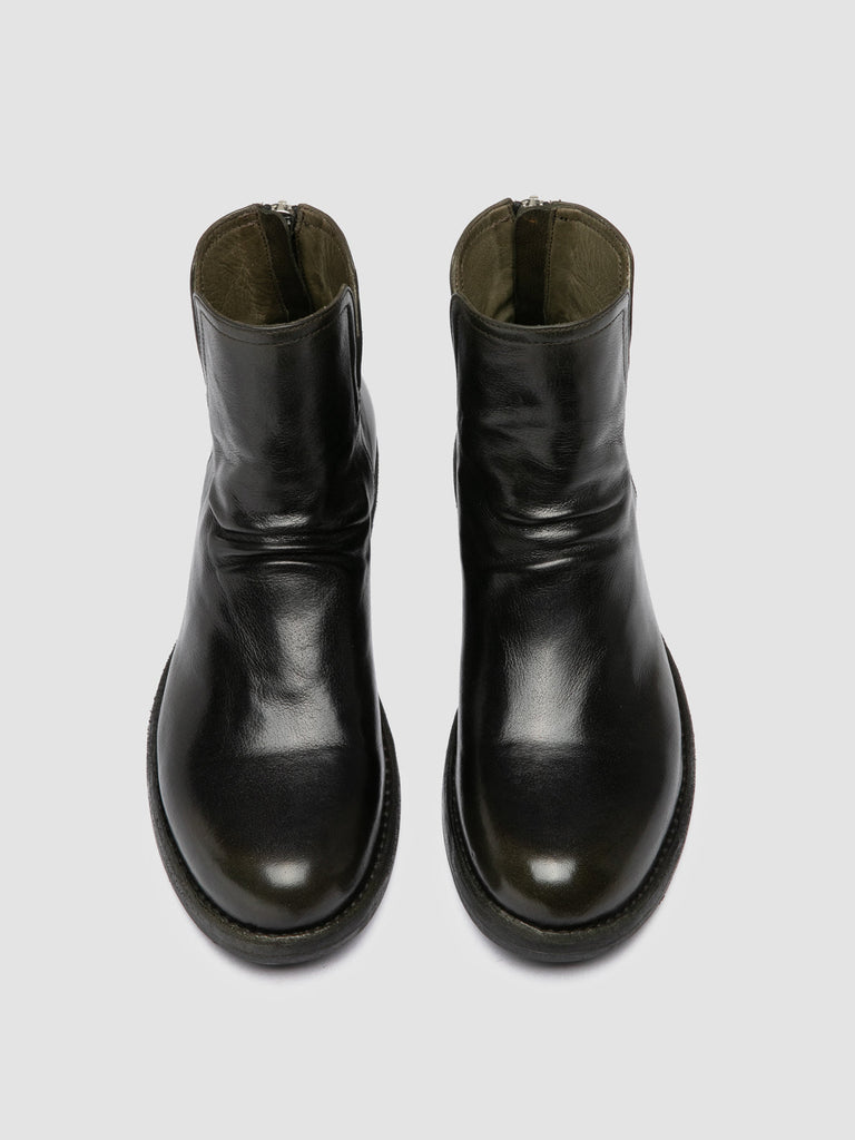 LEGRAND 169 - Dark Green Leather Zipped Boots