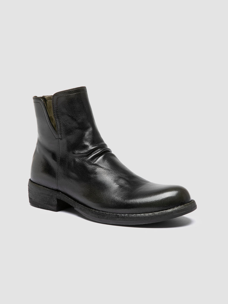 LEGRAND 169 - Dark Green Leather Zipped Boots