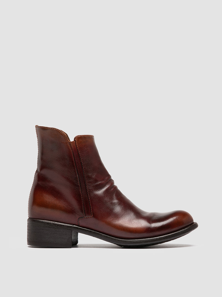 LIS 001 Tabacco - Burgundy Leather Zipped Boots