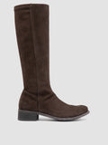 LISON 035 - Dark Brown Stretch Suede Boots - 0