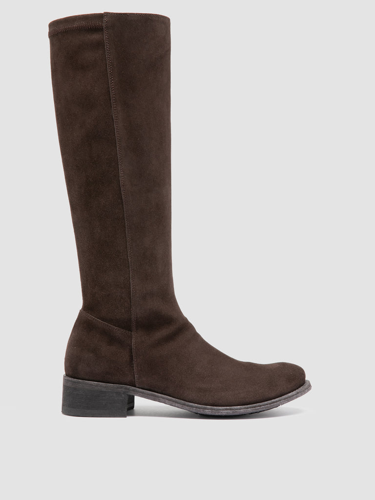 LISON 035 - Dark Brown Stretch Suede Boots