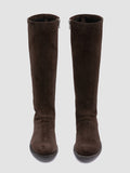 LISON 035 - Dark Brown Stretch Suede Boots - 1