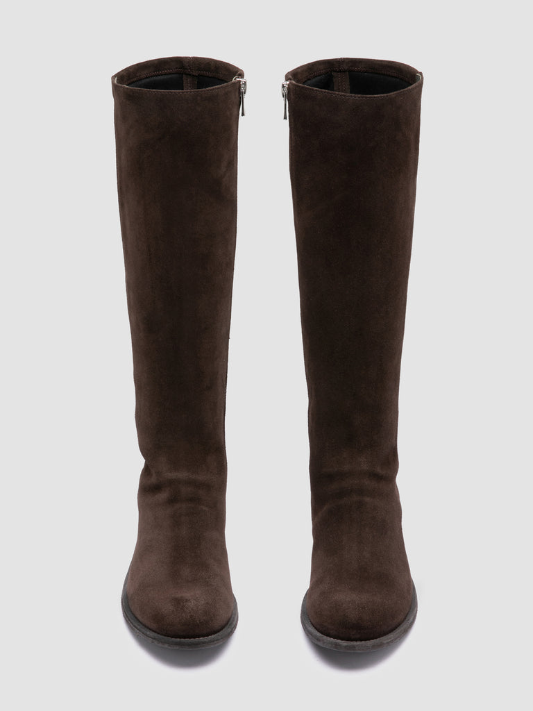 LISON 035 - Dark Brown Stretch Suede Boots