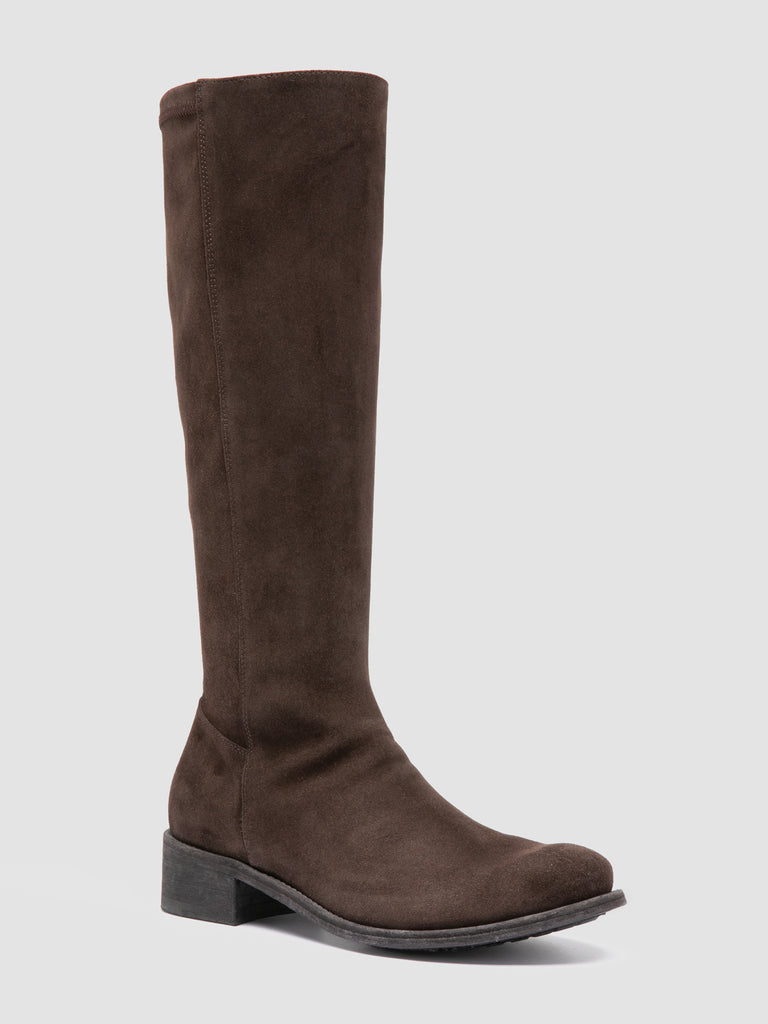LISON 035 - Dark Brown Stretch Suede Boots