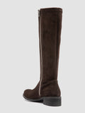 LISON 035 - Dark Brown Stretch Suede Boots - 3