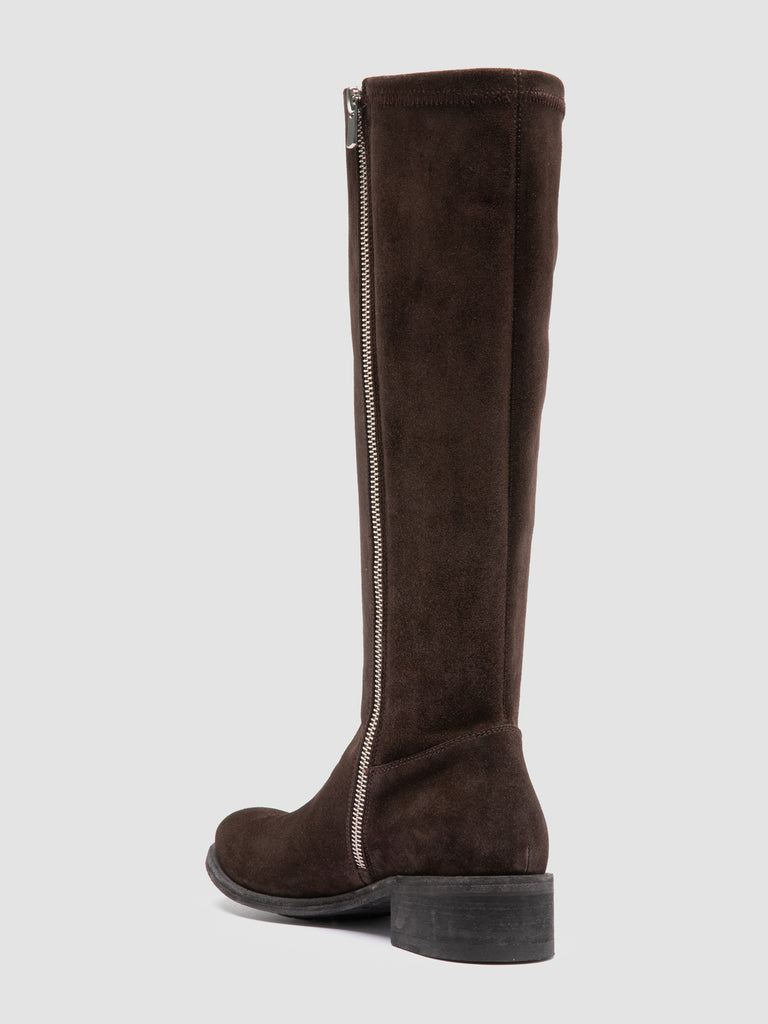 LISON 035 - Dark Brown Stretch Suede Boots