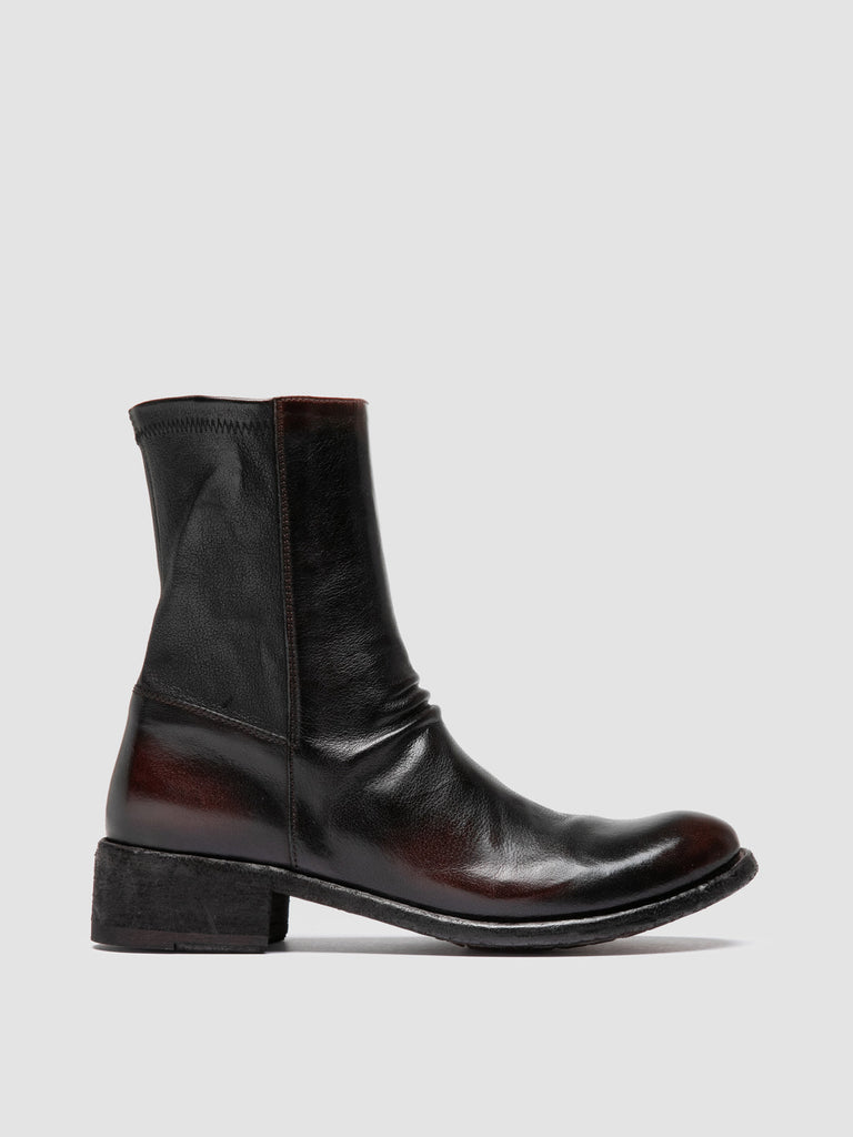 LISON 041 - Dark Burgundy Leather Ankle Boots