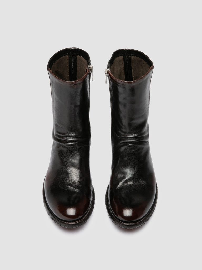 LISON 041 - Dark Burgundy Leather Ankle Boots