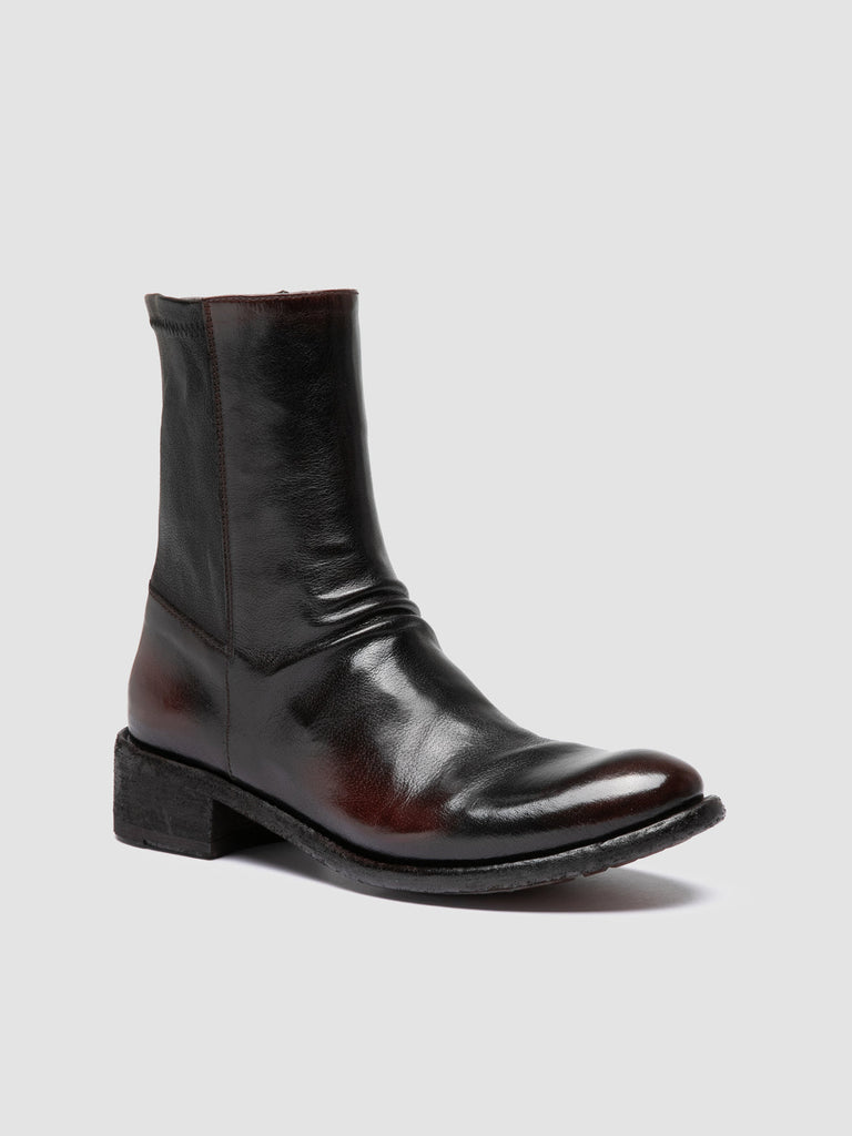 LISON 041 - Dark Burgundy Leather Ankle Boots