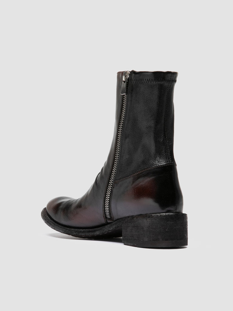 LISON 041 - Dark Burgundy Leather Ankle Boots