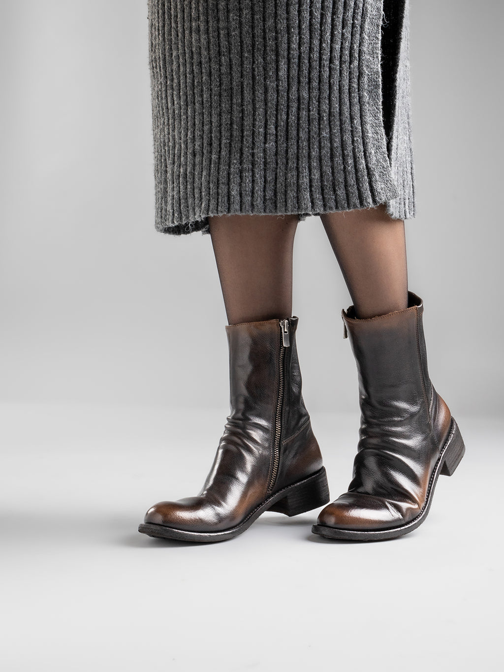 LISON 041 - Brown Leather Ankle Boots