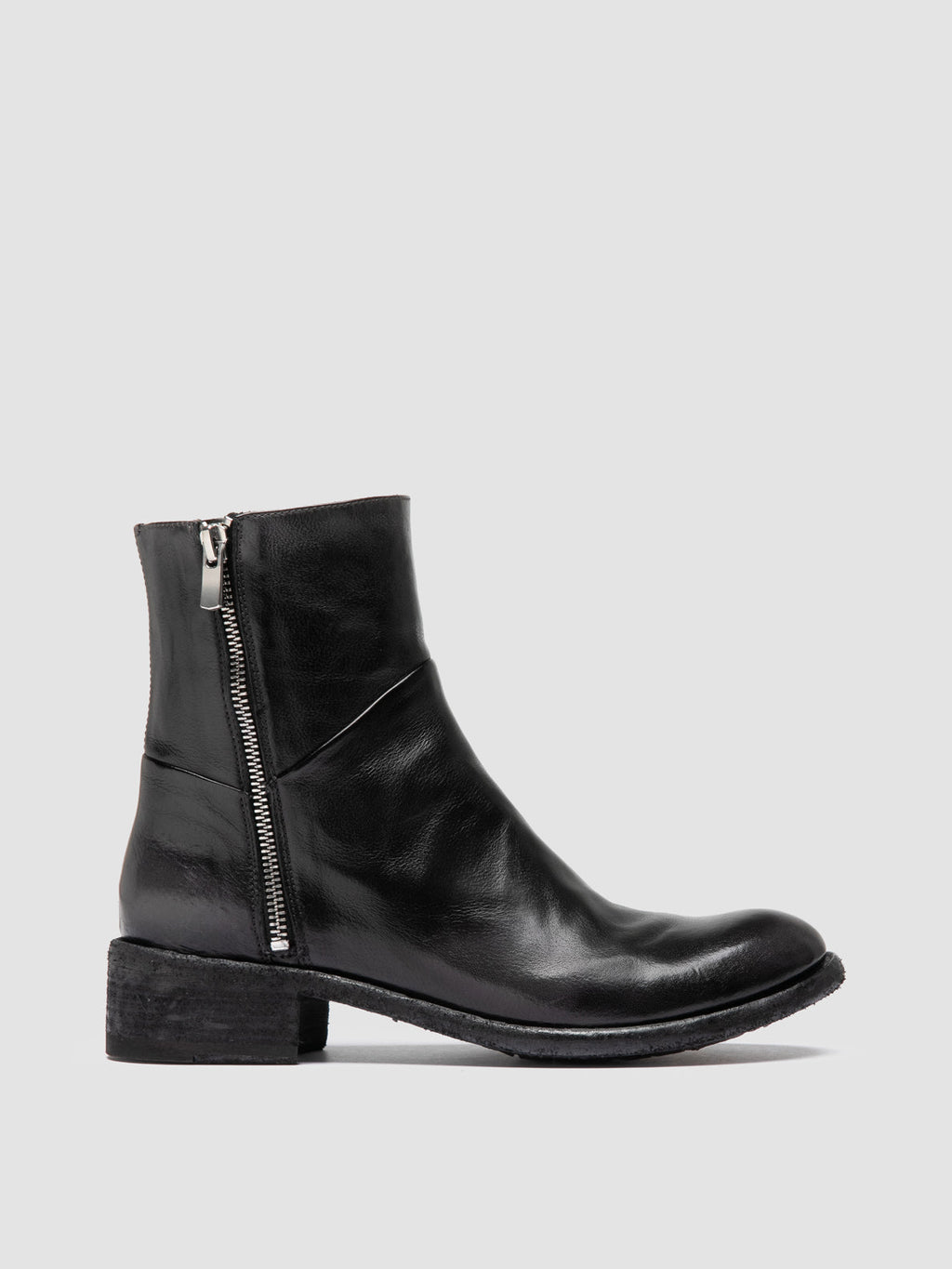 LISON 066 - Dark Grey Leather Zipped Boots - 0