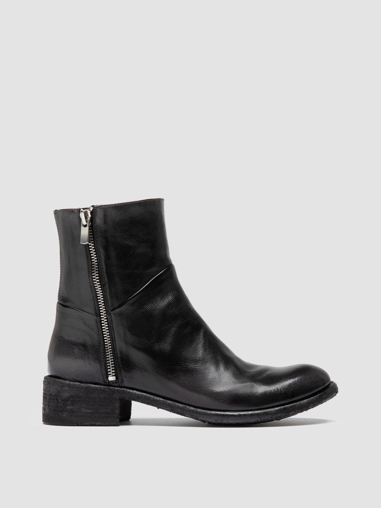 LISON 066 - Dark Grey Leather Zipped Boots