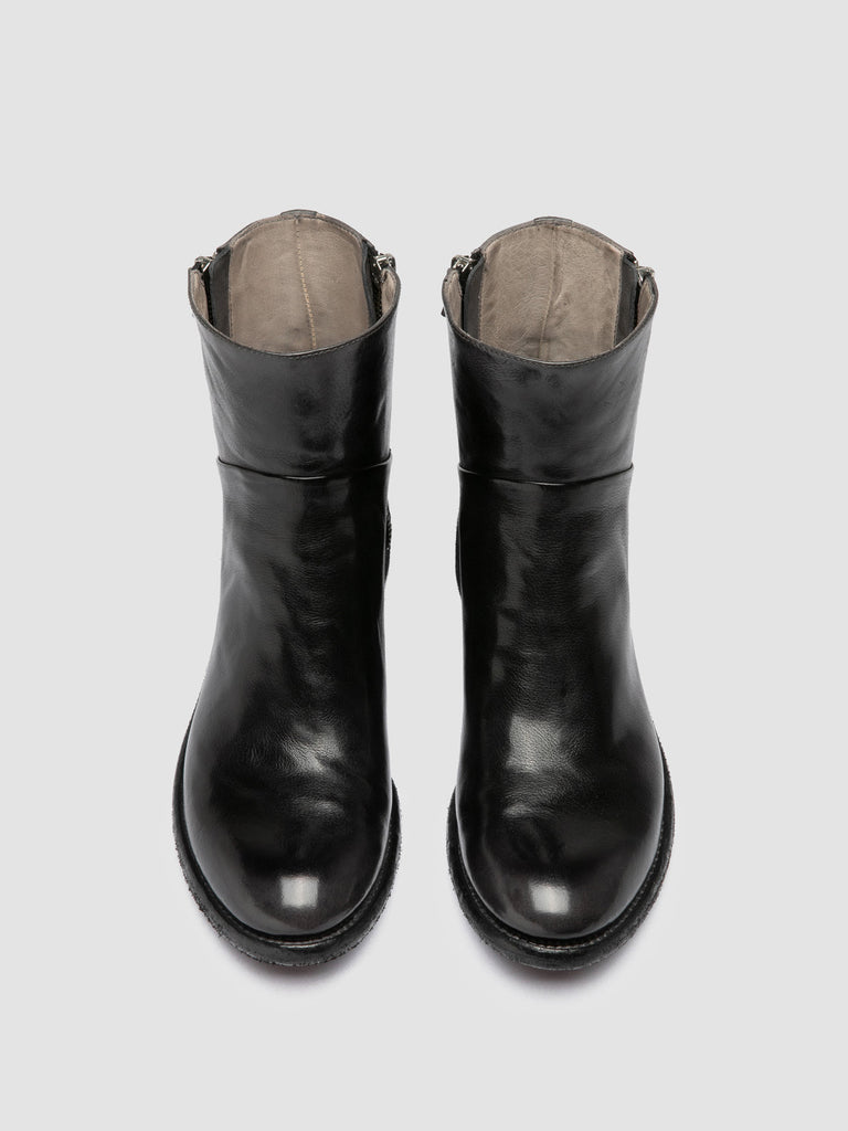 LISON 066 - Dark Grey Leather Zipped Boots