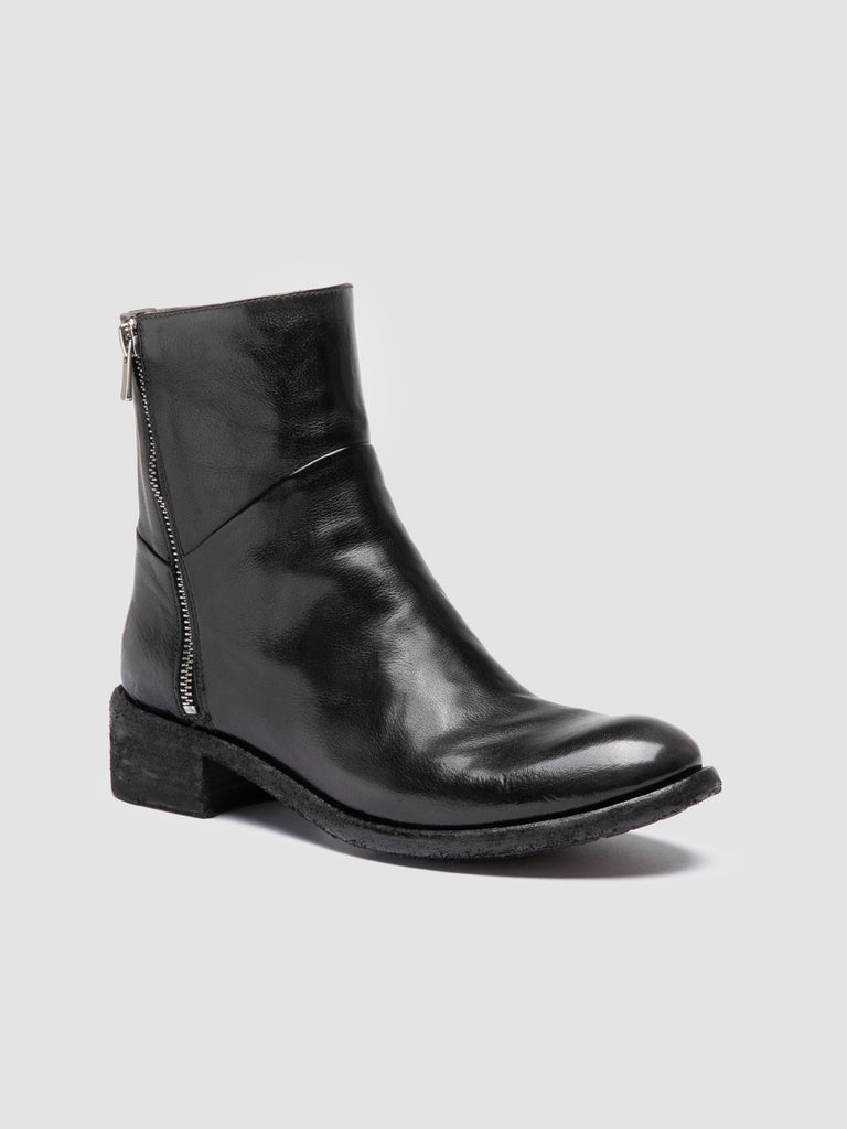 LISON 066 - Dark Grey Leather Zipped Boots