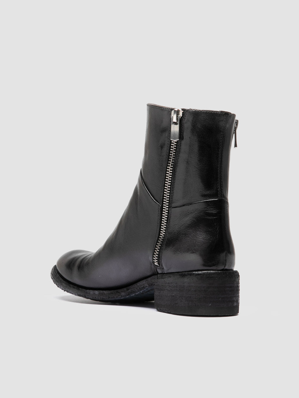 LISON 066 - Dark Grey Leather Zipped Boots - 3