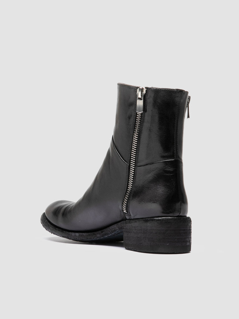 LISON 066 - Dark Grey Leather Zipped Boots