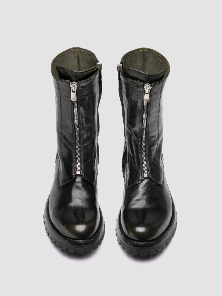 LORAINE 015 - Dark Green Leather Zipped Boots