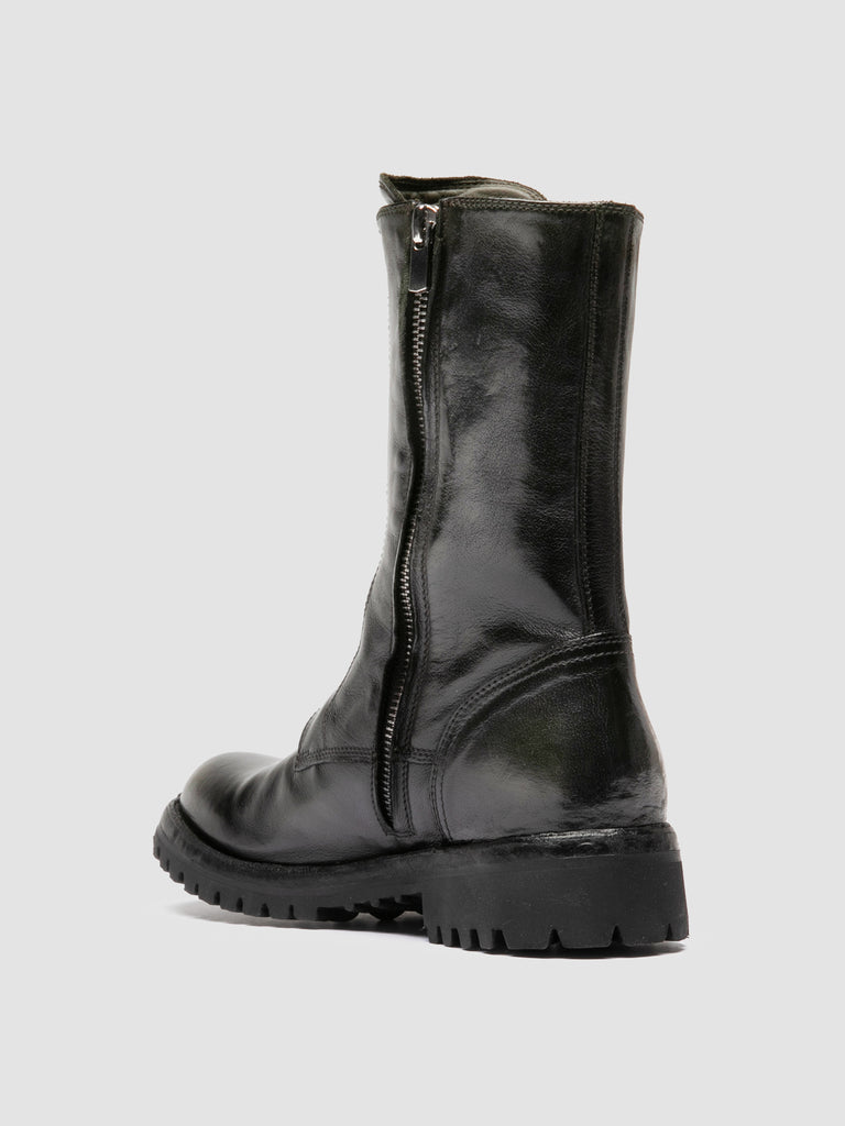 LORAINE 015 - Dark Green Leather Zipped Boots