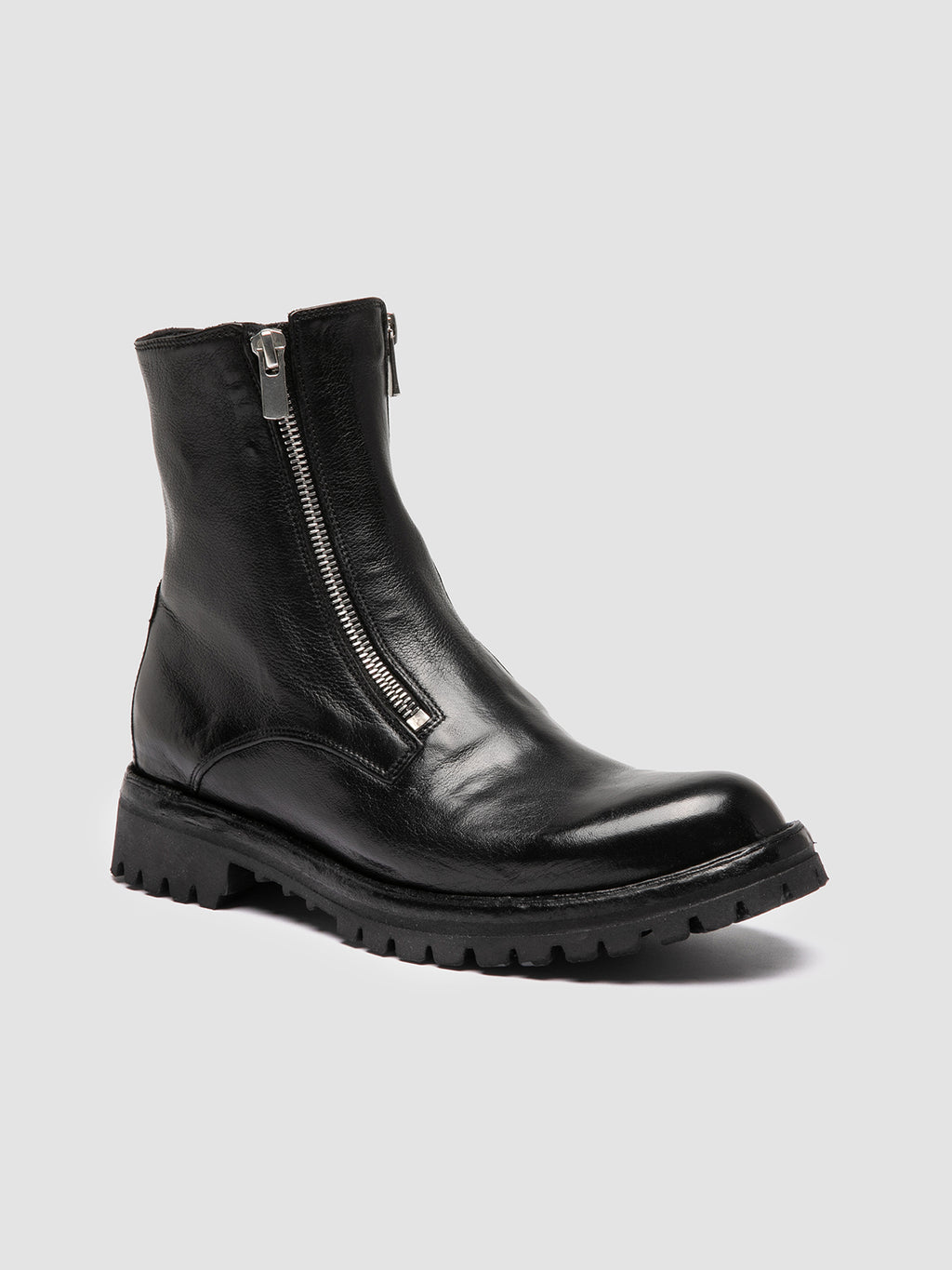 LORAINE 026 - Black Leather Zipped Boots Women Officine Creative -3