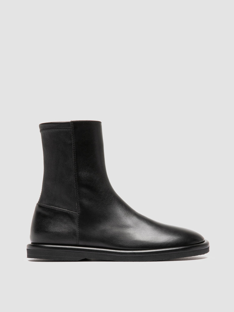 MARJORY 106 - Black Leather Zipped Boots