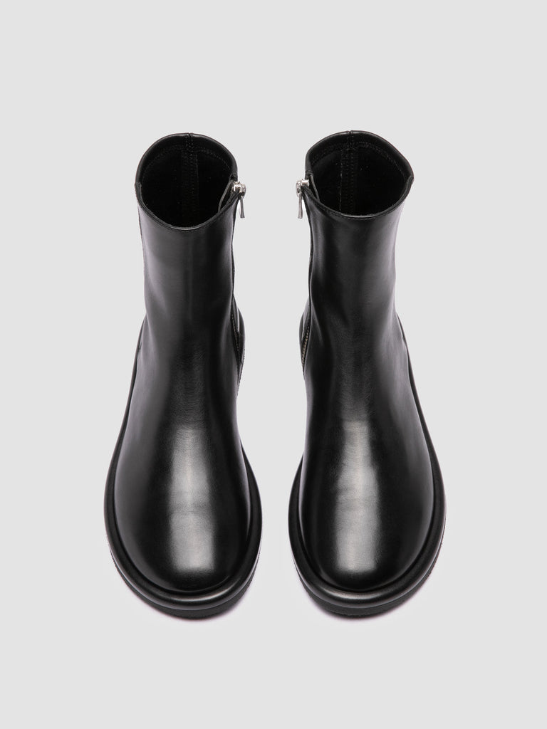 MARJORY 106 - Black Leather Zipped Boots