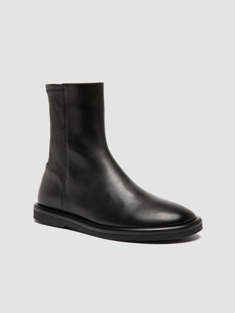 MARJORY 106 - Black Leather Zipped Boots